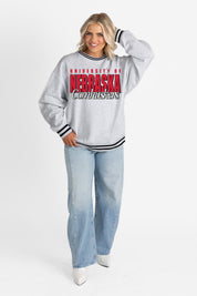 NEBRASKA CORNHUSKERS SHOWDOWN CREW FLEECE RINGER SWEATSHIRT