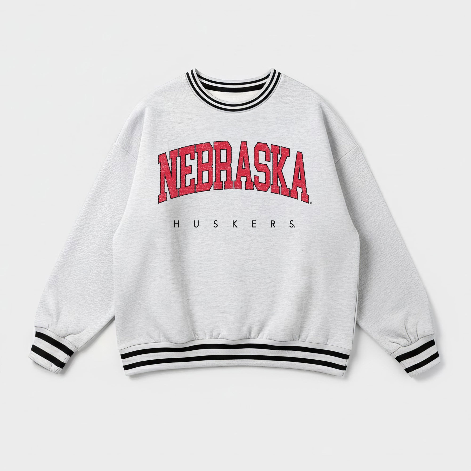 NEBRASKA CORNHUSKERS EASY ENERGY CREW FLEECE RINGER SWEATSHIRT