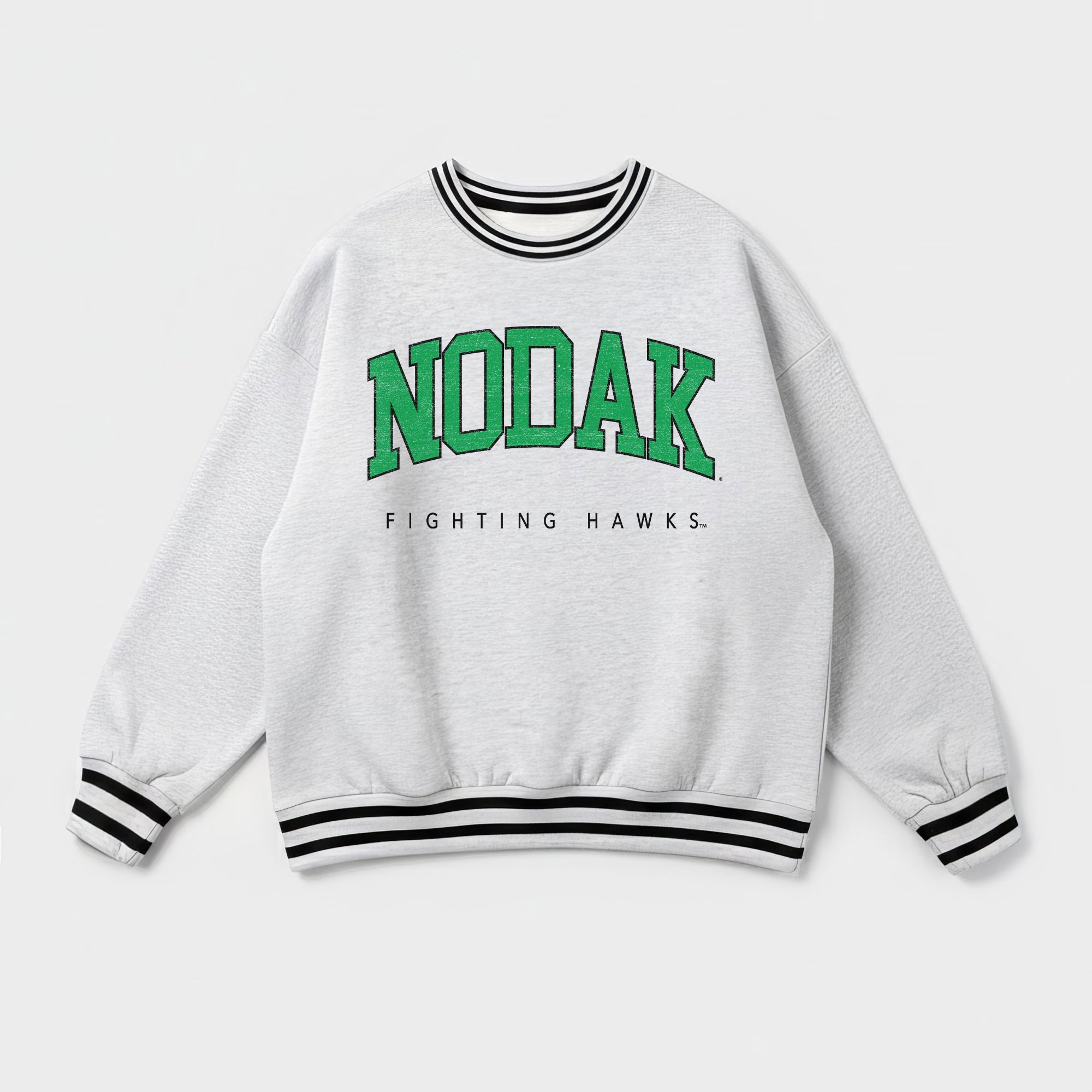 NORTH DAKOTA FIGHTING HAWKS EASY ENERGY CREW FLEECE RINGER SWEATSHIRT