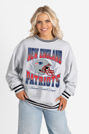 NEW ENGLAND PATRIOTS FADE ROUTE CREW FLEECE RINGER SWEATSHIRT