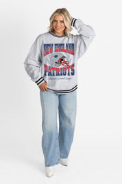 NEW ENGLAND PATRIOTS FADE ROUTE CREW FLEECE RINGER SWEATSHIRT