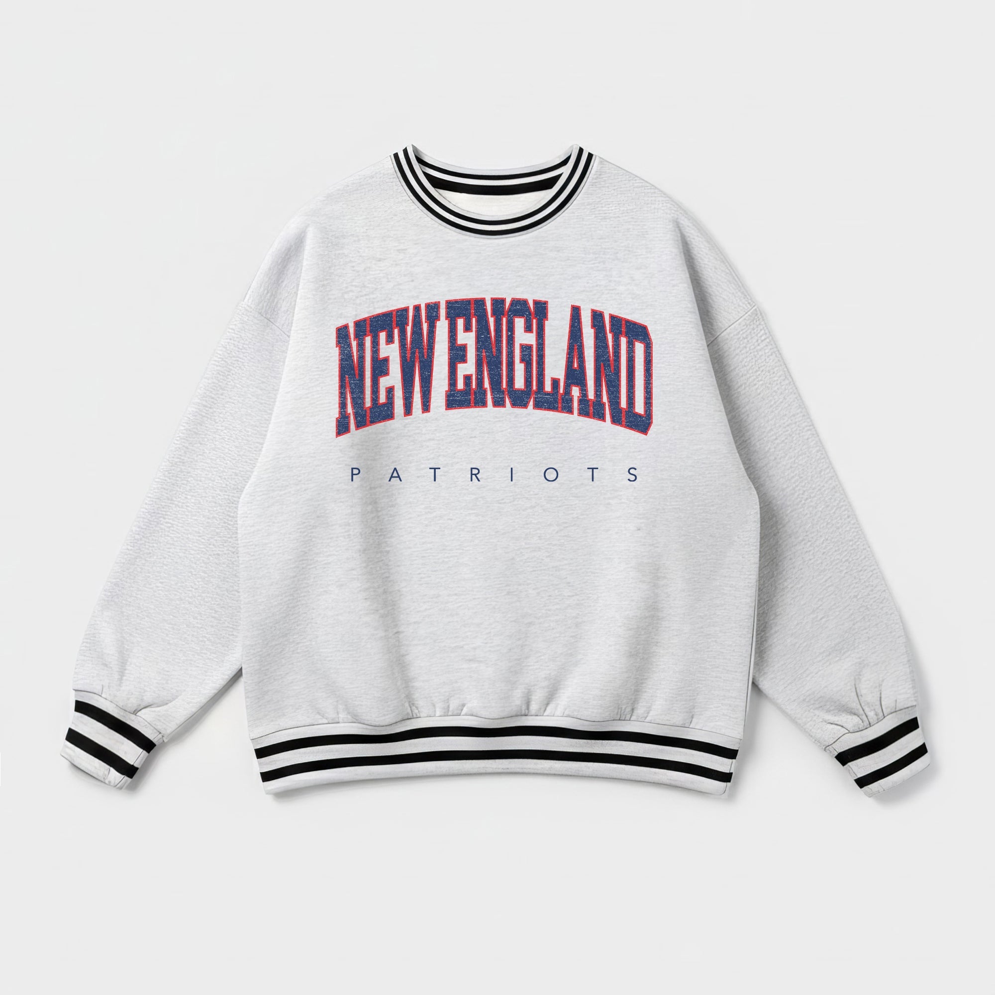 NEW ENGLAND PATRIOTS EASY ENERGY CREW FLEECE RINGER SWEATSHIRT