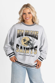 NEW ORLEANS SAINTS FADE ROUTE CREW FLEECE RINGER SWEATSHIRT