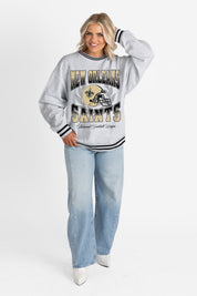 NEW ORLEANS SAINTS FADE ROUTE CREW FLEECE RINGER SWEATSHIRT