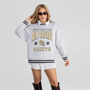 NEW ORLEANS SAINTS COOL VIBES CREW FLEECE RINGER SWEATSHIRT