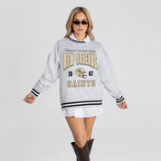 NEW ORLEANS SAINTS COOL VIBES CREW FLEECE RINGER SWEATSHIRT
