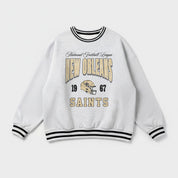NEW ORLEANS SAINTS COOL VIBES CREW FLEECE RINGER SWEATSHIRT