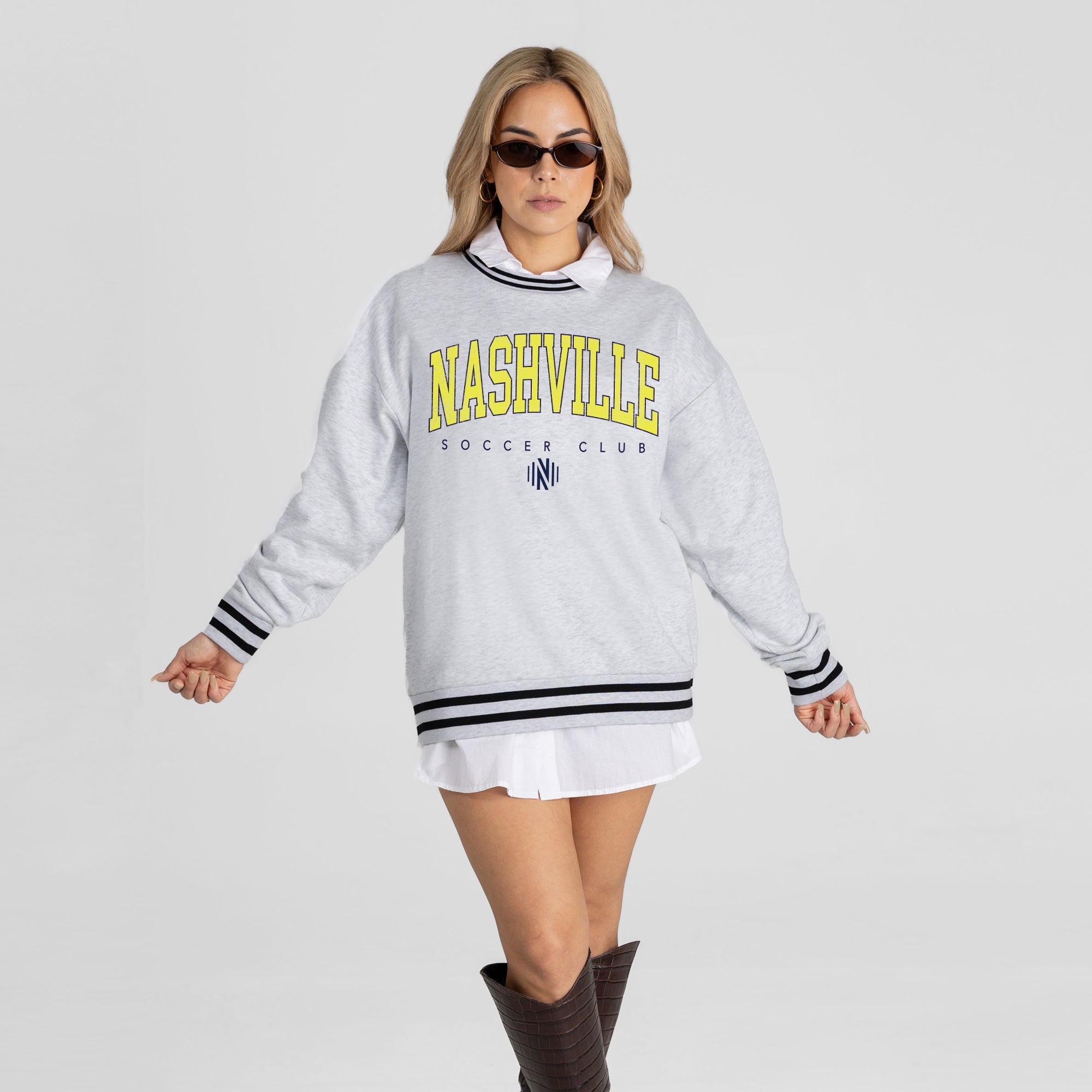NASHVILLE SC EASY ENERGY CREW FLEECE RINGER SWEATSHIRT