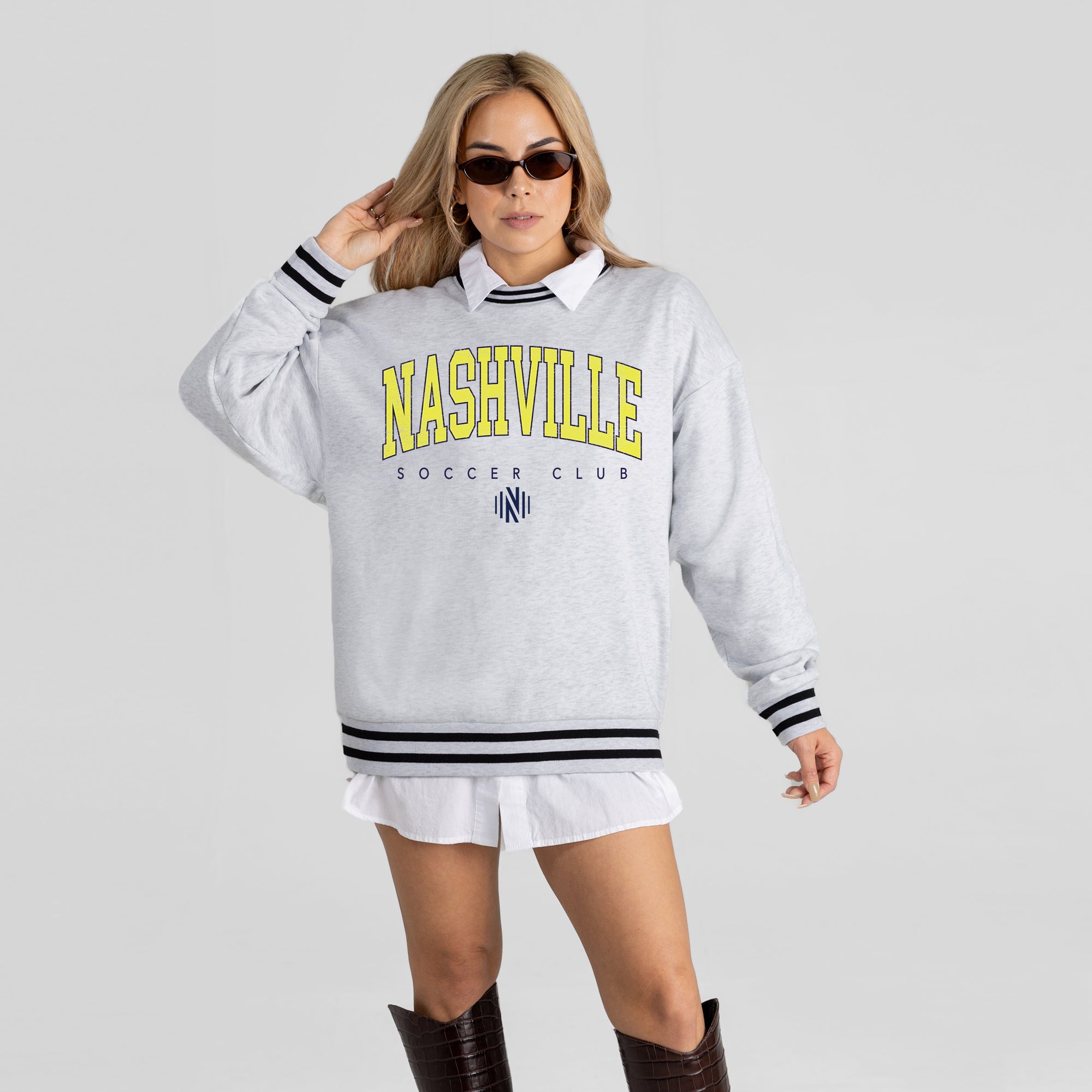 NASHVILLE SC EASY ENERGY CREW FLEECE RINGER SWEATSHIRT