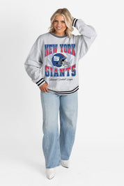 NEW YORK GIANTS FADE ROUTE CREW FLEECE RINGER SWEATSHIRT