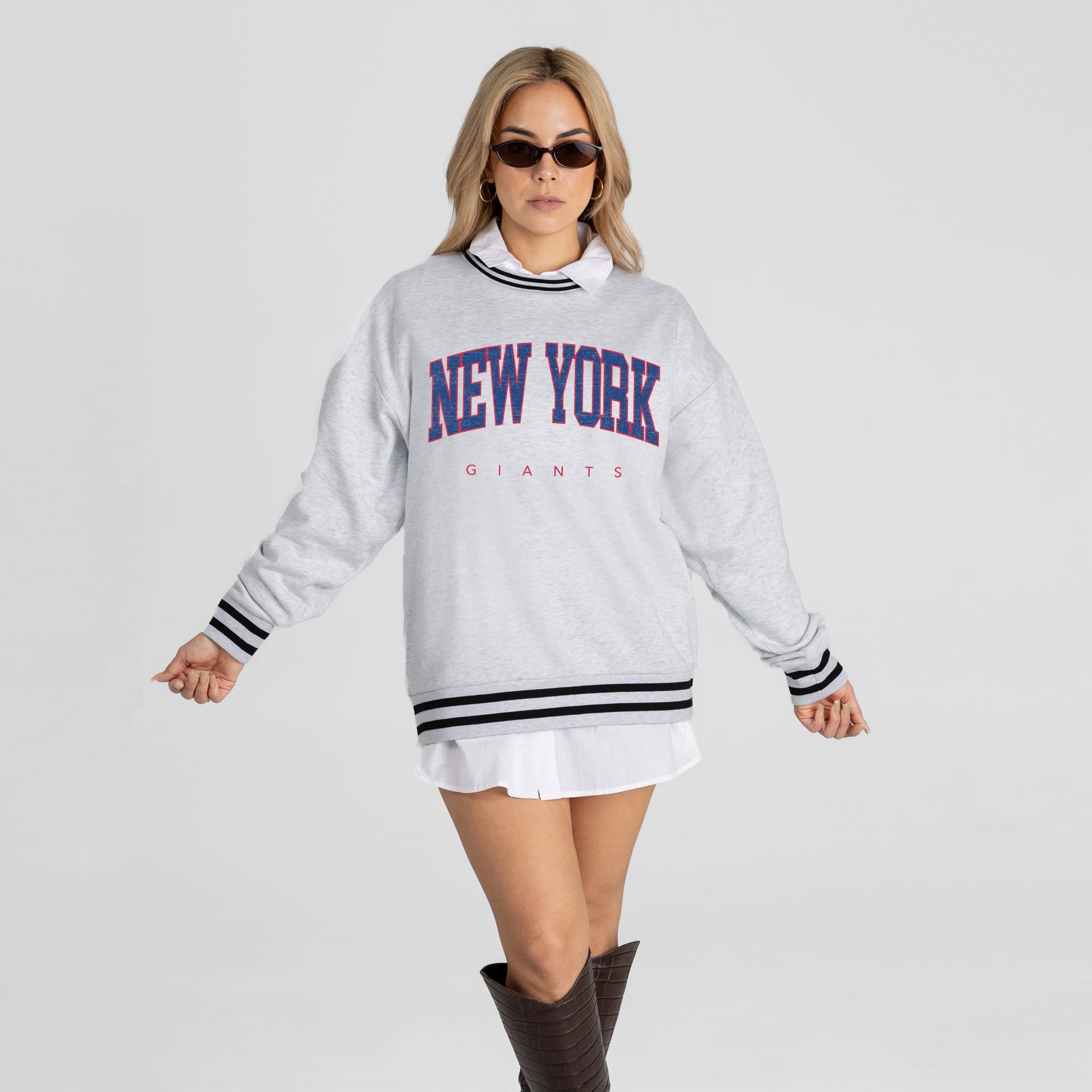 NEW YORK GIANTS EASY ENERGY CREW FLEECE RINGER SWEATSHIRT
