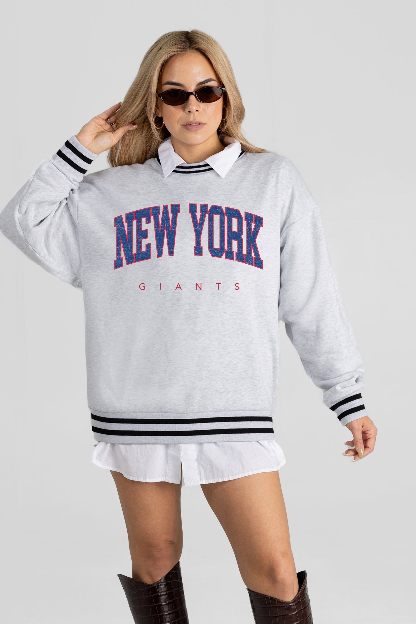 NEW YORK GIANTS EASY ENERGY CREW FLEECE RINGER SWEATSHIRT