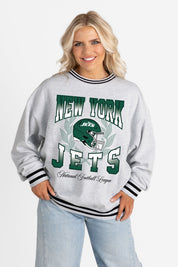 NEW YORK JETS FADE ROUTE CREW FLEECE RINGER SWEATSHIRT
