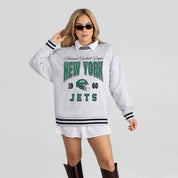 NEW YORK JETS COOL VIBES CREW FLEECE RINGER SWEATSHIRT