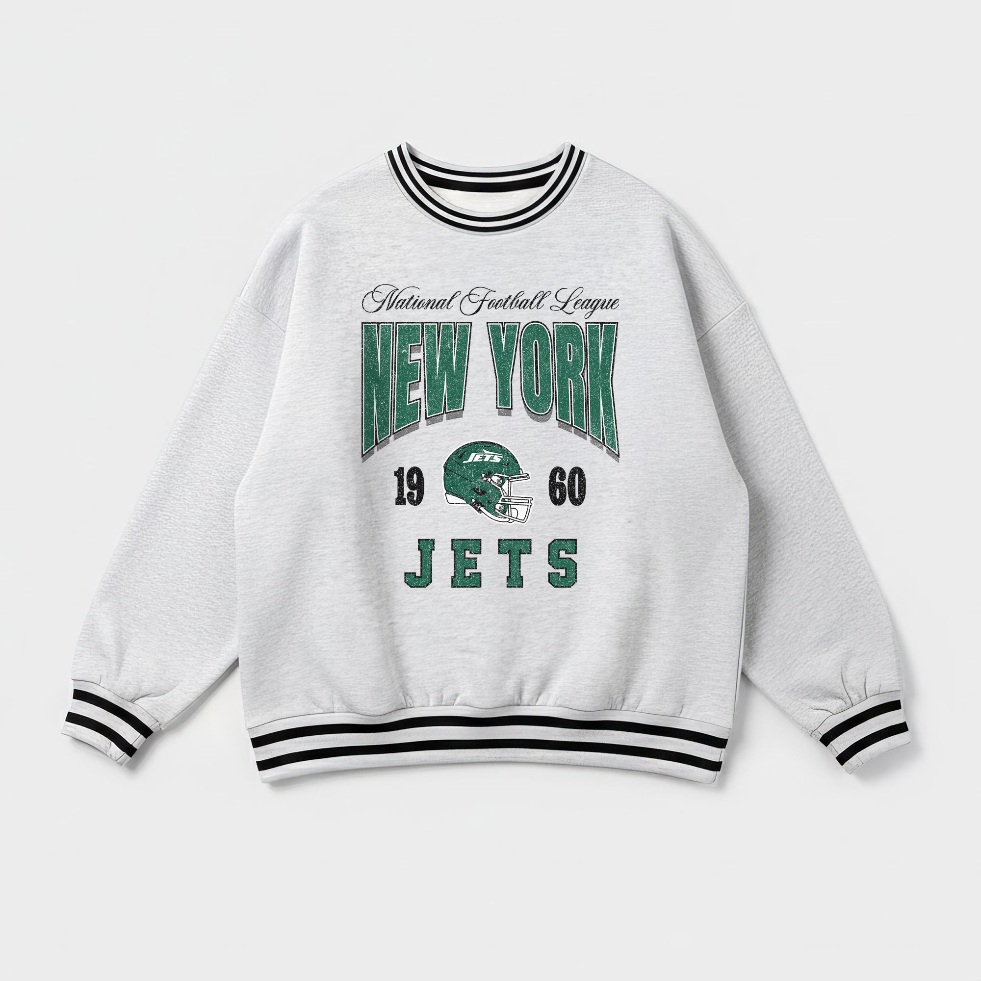 NEW YORK JETS COOL VIBES CREW FLEECE RINGER SWEATSHIRT