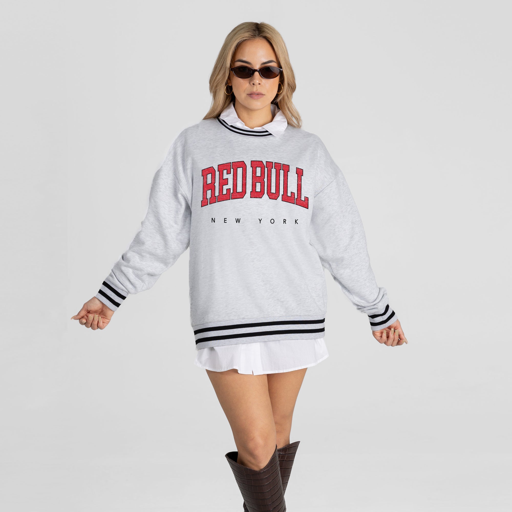 RED BULL NEW YORK EASY ENERGY CREW FLEECE RINGER SWEATSHIRT