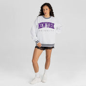 NEW YORK UNIVERSITY VIOLETS EASY ENERGY CREW FLEECE RINGER SWEATSHIRT