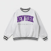 NEW YORK UNIVERSITY VIOLETS EASY ENERGY CREW FLEECE RINGER SWEATSHIRT