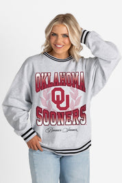 OKLAHOMA SOONERS FADE ROUTE CREW FLEECE RINGER SWEATSHIRT