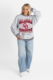 OKLAHOMA SOONERS FADE ROUTE CREW FLEECE RINGER SWEATSHIRT