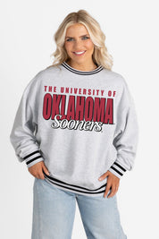 OKLAHOMA SOONERS SHOWDOWN CREW FLEECE RINGER SWEATSHIRT