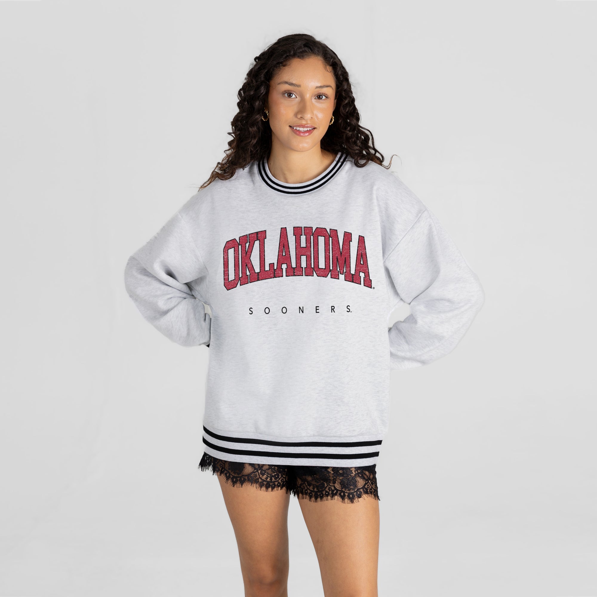 OKLAHOMA SOONERS EASY ENERGY CREW FLEECE RINGER SWEATSHIRT