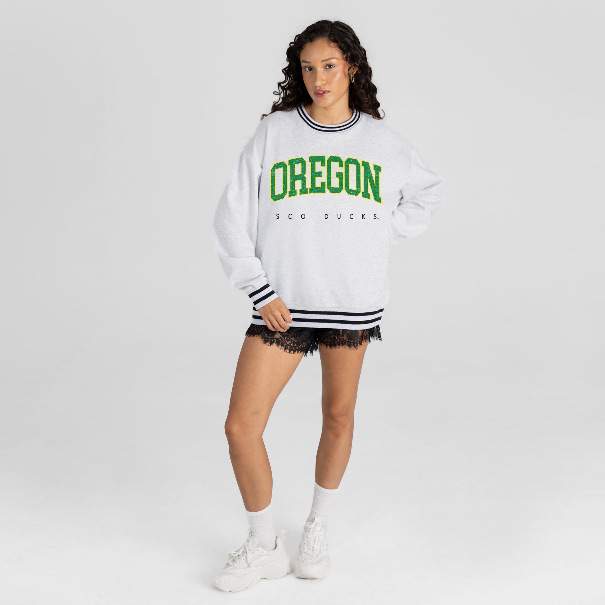 OREGON DUCKS EASY ENERGY CREW FLEECE RINGER SWEATSHIRT
