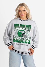 PHILADELPHIA EAGLES FADE ROUTE CREW FLEECE RINGER SWEATSHIRT