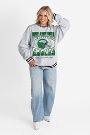 PHILADELPHIA EAGLES FADE ROUTE CREW FLEECE RINGER SWEATSHIRT