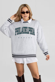PHILADELPHIA EAGLES EASY ENERGY CREW FLEECE RINGER SWEATSHIRT