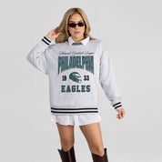 PHILADELPHIA EAGLES COOL VIBES CREW FLEECE RINGER SWEATSHIRT