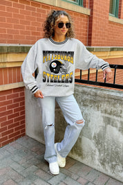 PITTSBURGH STEELERS FADE ROUTE CREW FLEECE RINGER SWEATSHIRT