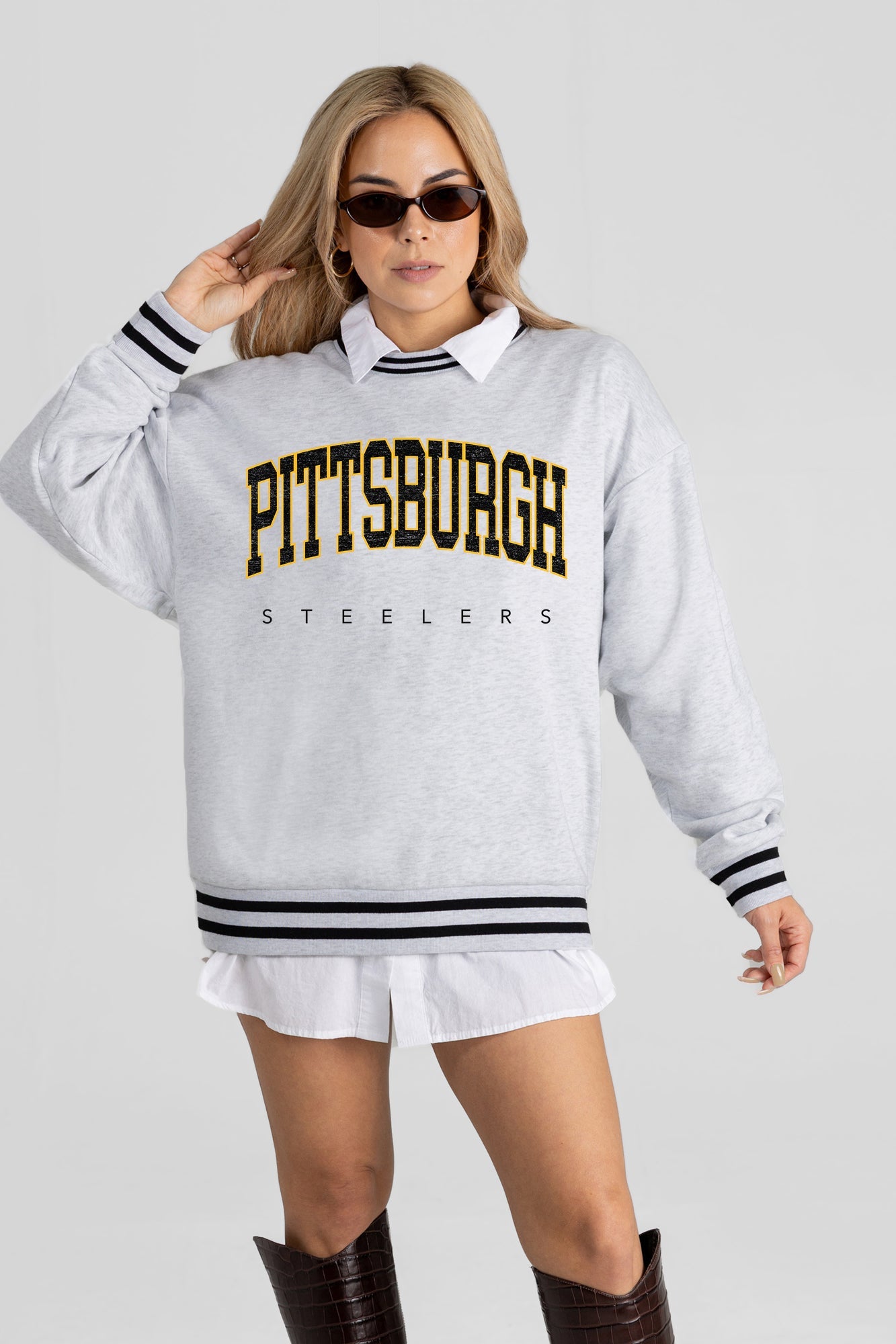 PITTSBURGH STEELERS EASY ENERGY CREW FLEECE RINGER SWEATSHIRT