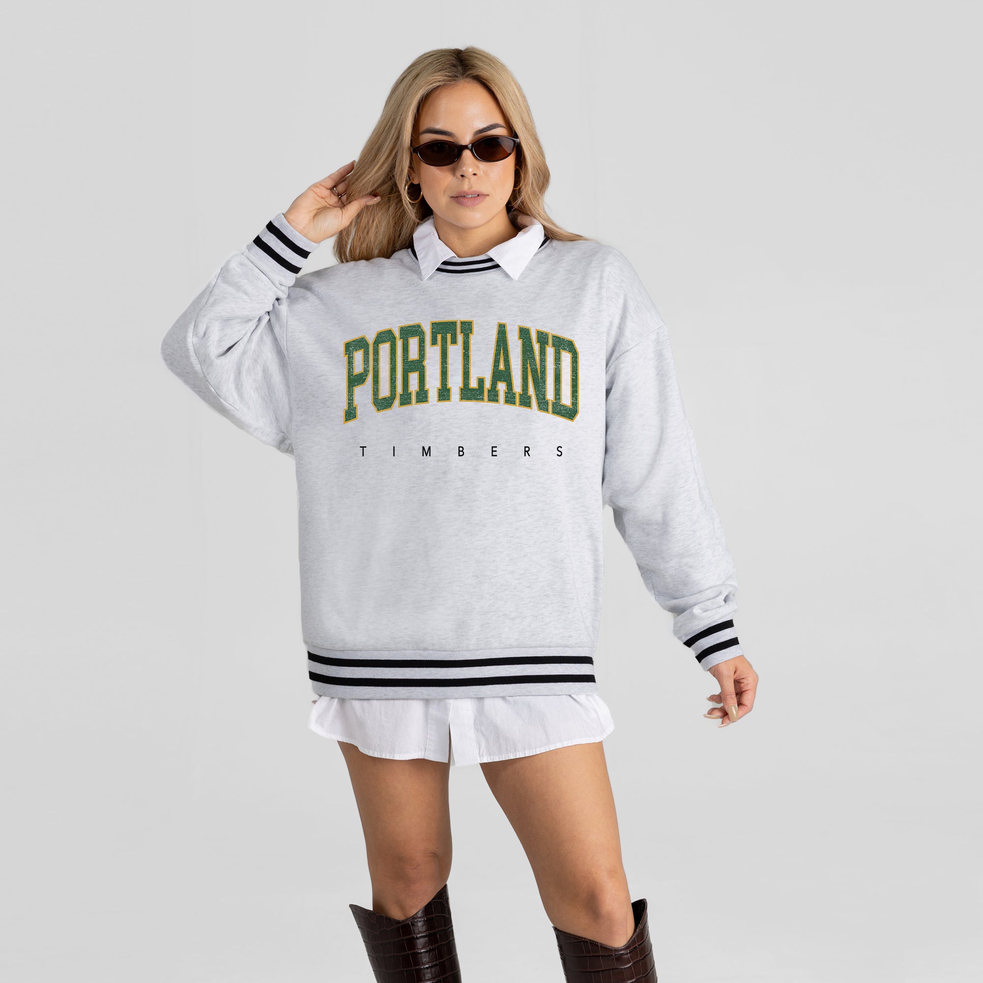 PORTLAND TIMBERS EASY ENERGY CREW FLEECE RINGER SWEATSHIRT