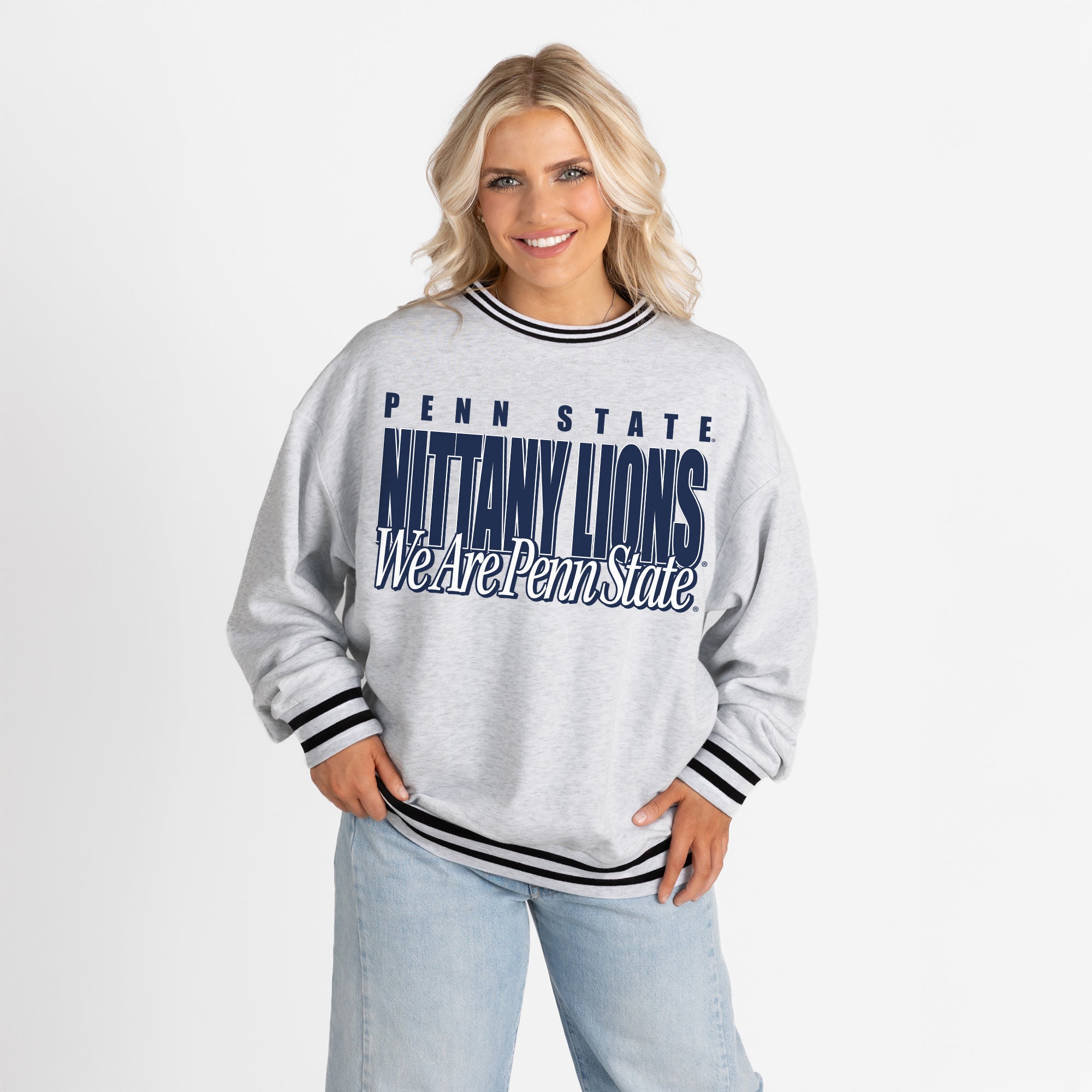 PENN STATE NITTANY LIONS SHOWDOWN CREW FLEECE RINGER SWEATSHIRT