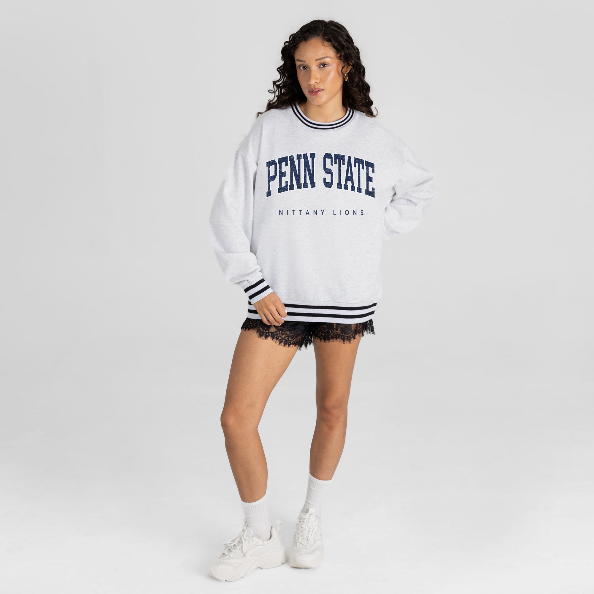 PENN STATE NITTANY LIONS EASY ENERGY CREW FLEECE RINGER SWEATSHIRT