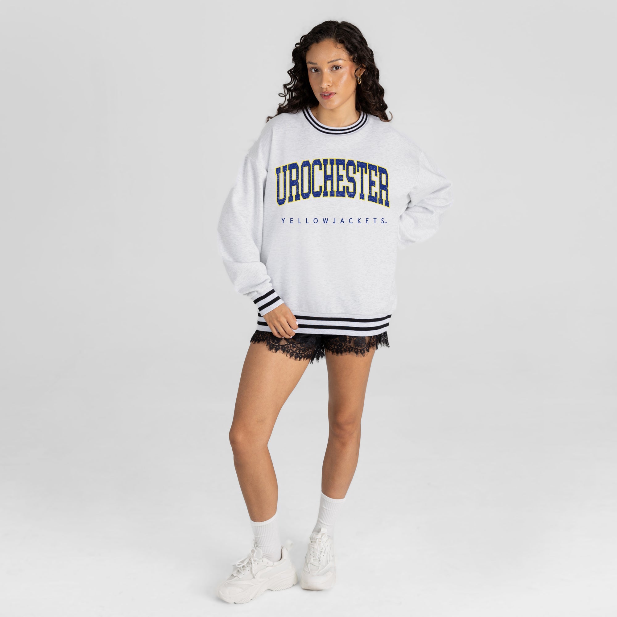ROCHESTER YELLOWJACKETS EASY ENERGY CREW FLEECE RINGER SWEATSHIRT