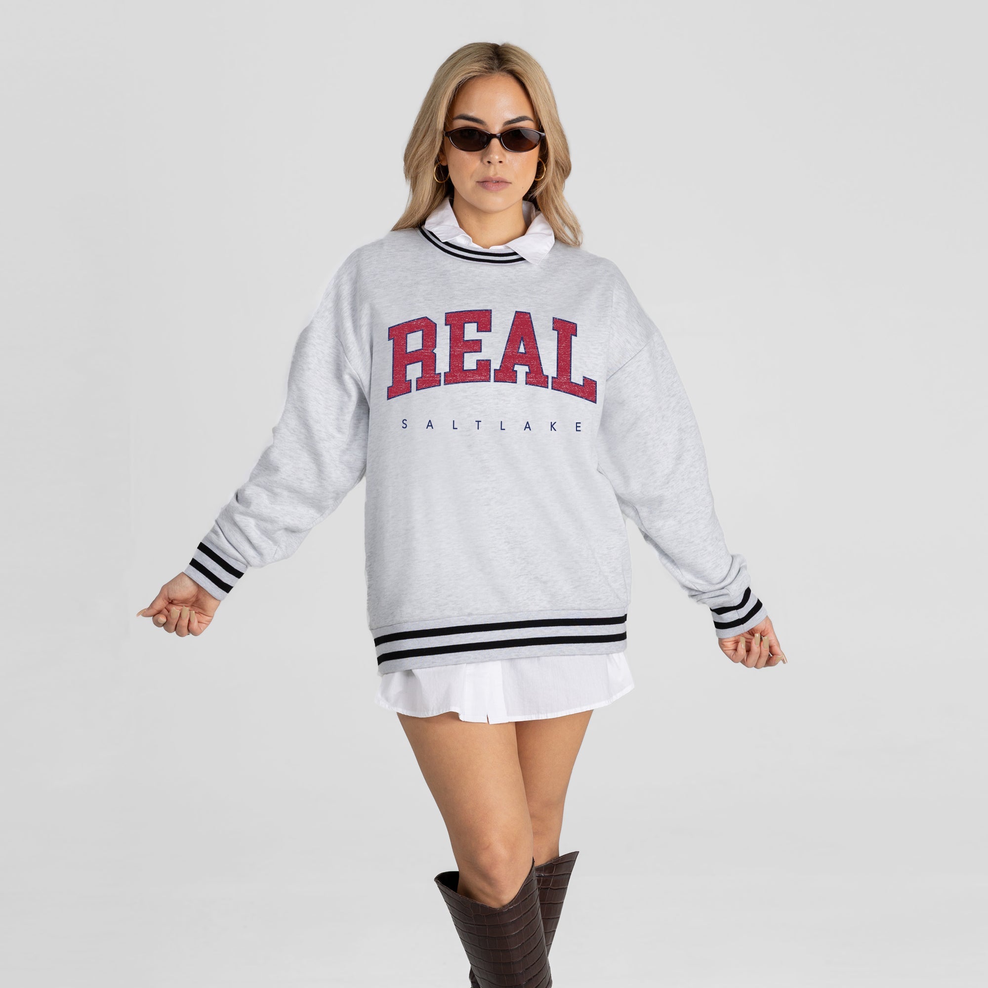 REAL SALT LAKE EASY ENERGY CREW FLEECE RINGER SWEATSHIRT