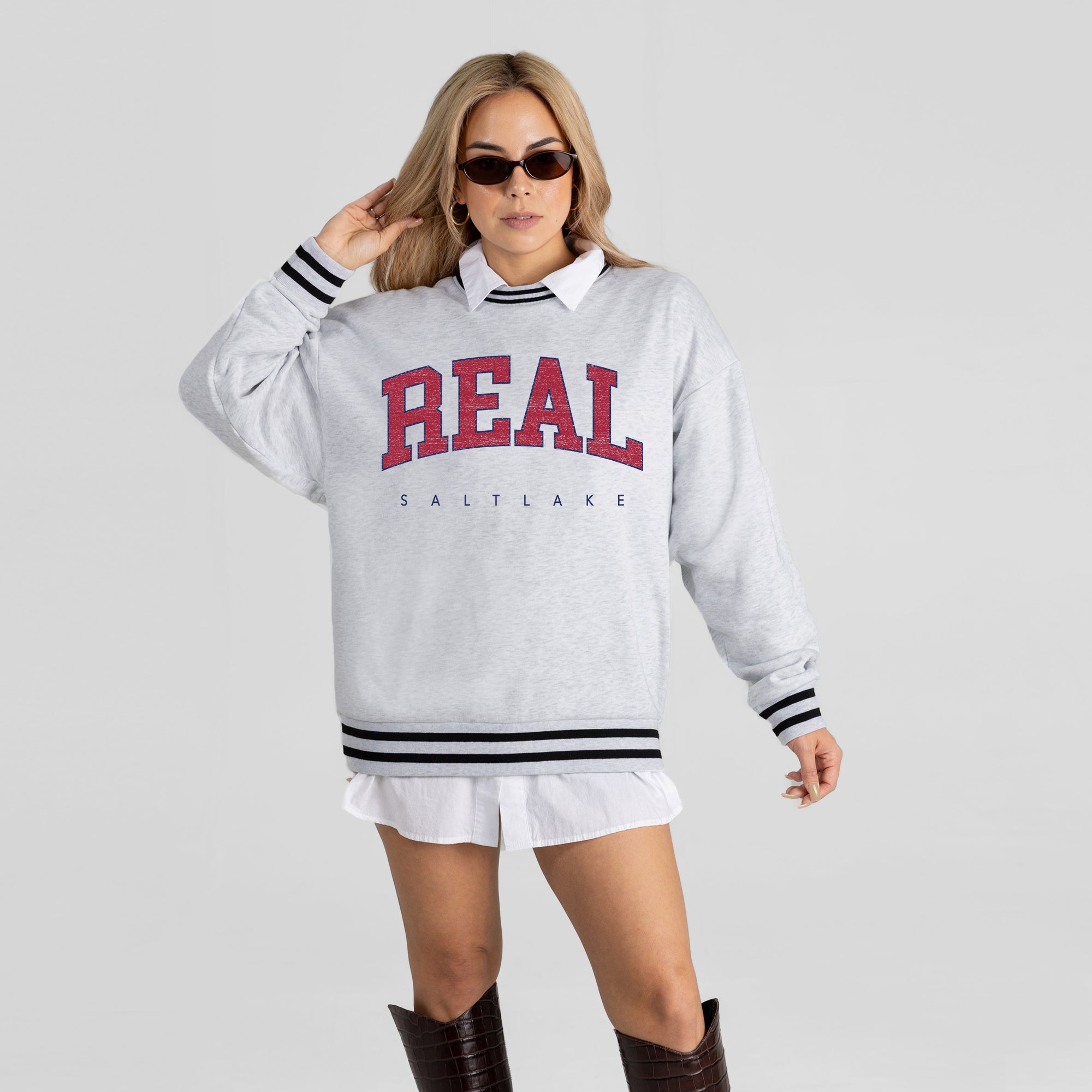 REAL SALT LAKE EASY ENERGY CREW FLEECE RINGER SWEATSHIRT