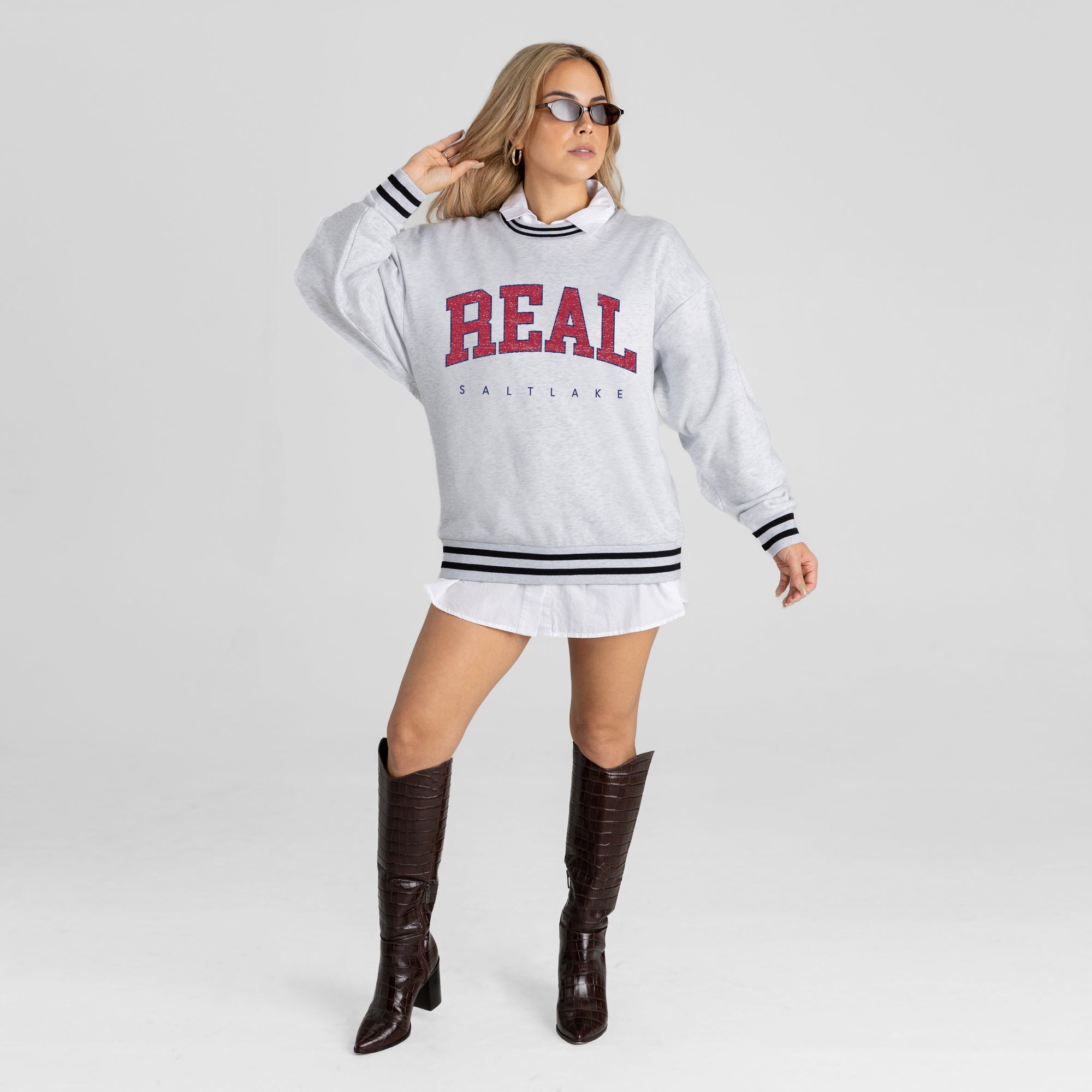 REAL SALT LAKE EASY ENERGY CREW FLEECE RINGER SWEATSHIRT