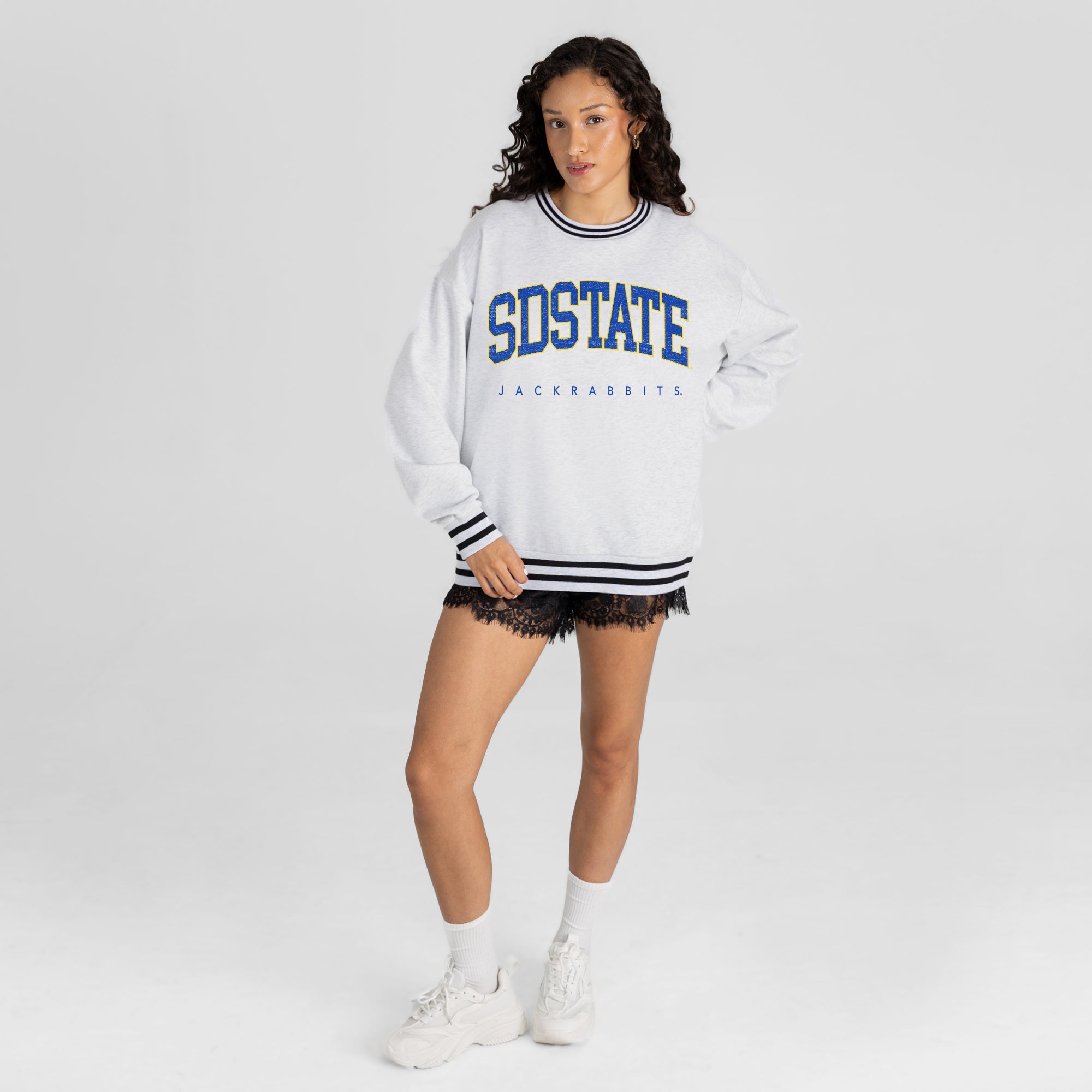 SOUTH DAKOTA STATE JACKRABBITS EASY ENERGY CREW FLEECE RINGER SWEATSHIRT