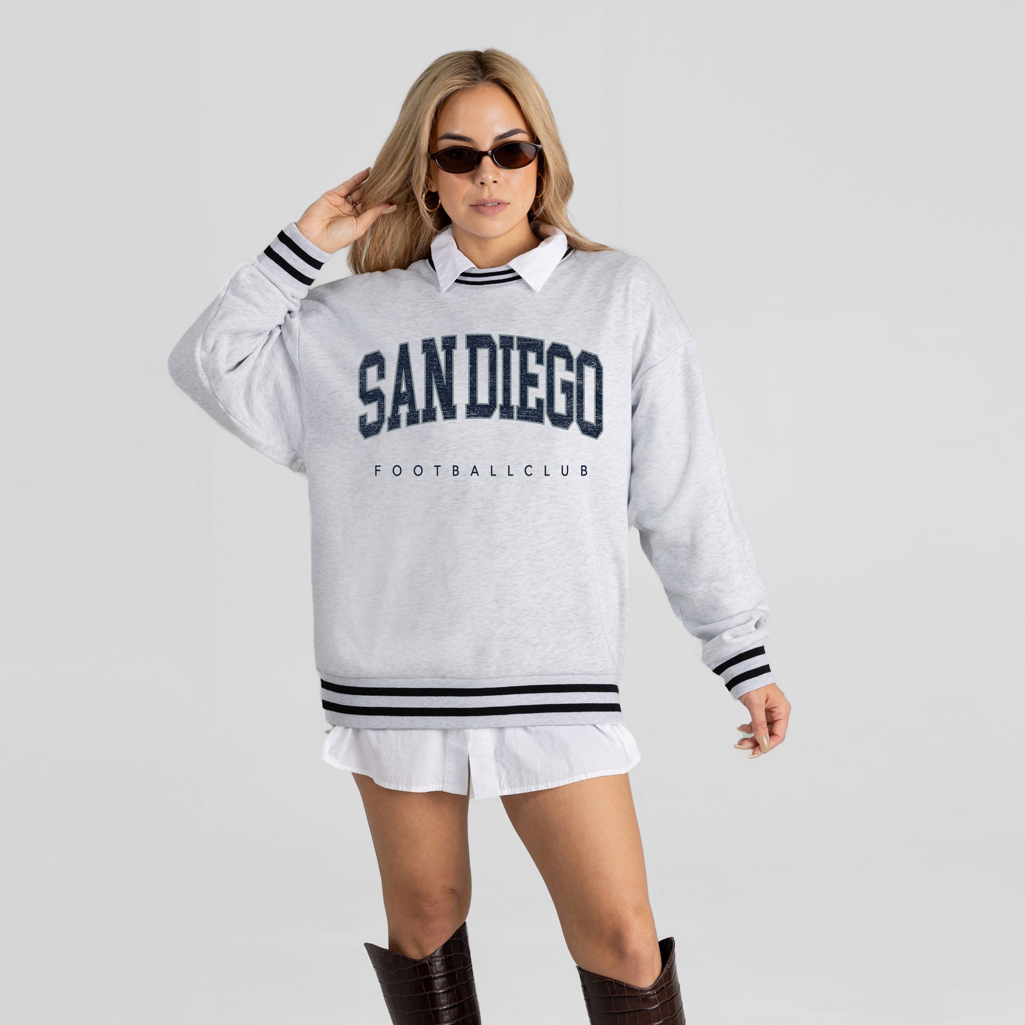 SAN DIEGO FC EASY ENERGY CREW FLEECE RINGER SWEATSHIRT
