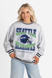 SEATTLE SEAHAWKS FADE ROUTE CREW FLEECE RINGER SWEATSHIRT