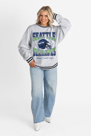 SEATTLE SEAHAWKS FADE ROUTE CREW FLEECE RINGER SWEATSHIRT