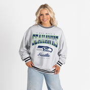 SEATTLE SEAHAWKS GRIDIRON DRIVE CREW FLEECE RINGER SWEATSHIRT