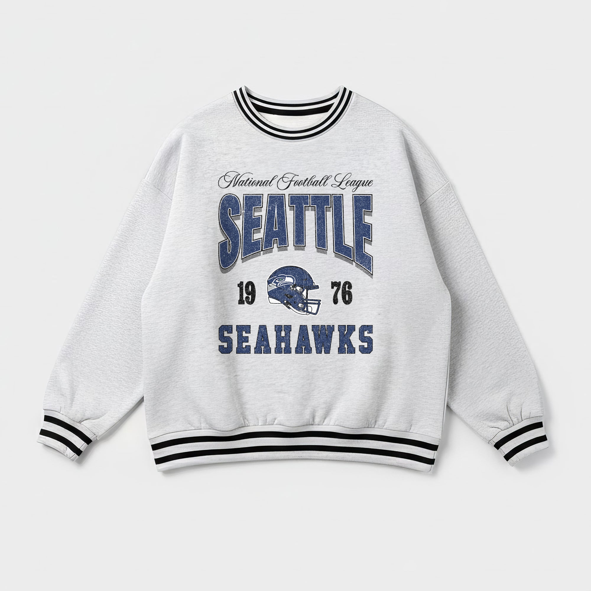 SEATTLE SEAHAWKS COOL VIBES CREW FLEECE RINGER SWEATSHIRT