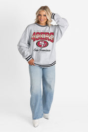 SAN FRANCISCO 49ERS GRIDIRON DRIVE CREW FLEECE RINGER SWEATSHIRT