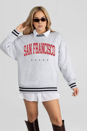 SAN FRANCISCO 49ERS EASY ENERGY CREW FLEECE RINGER SWEATSHIRT