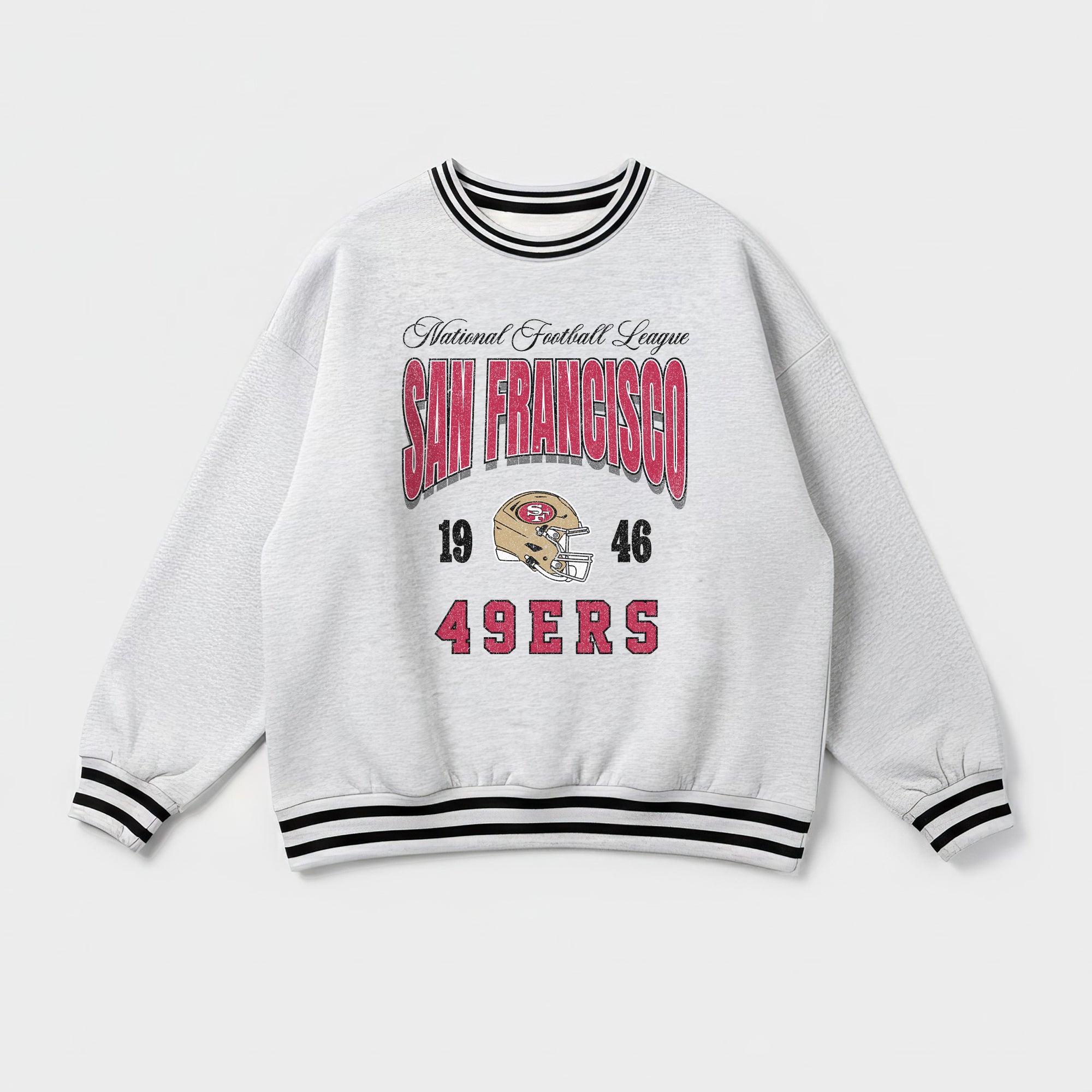 SAN FRANCISCO 49ERS COOL VIBES CREW FLEECE RINGER SWEATSHIRT