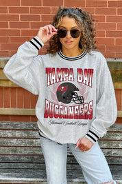 TAMPA BAY BUCCANEERS FADE ROUTE CREW FLEECE RINGER SWEATSHIRT